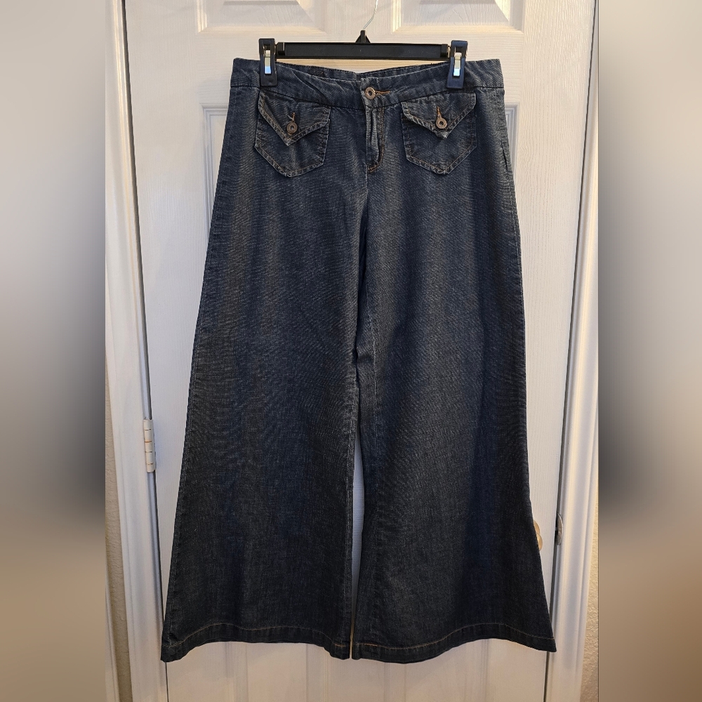 Wide Leg Women Jeans in Dark Denim
